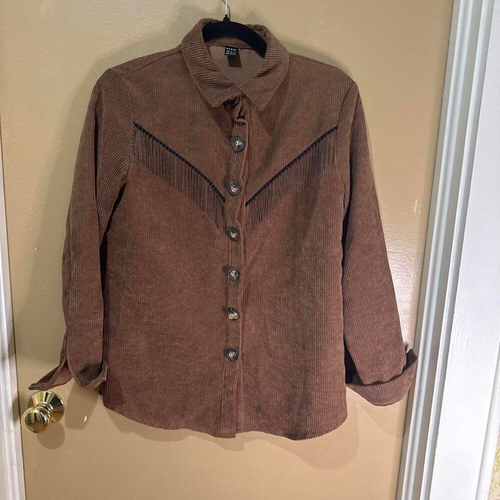 Brown corduroy button up shirt with